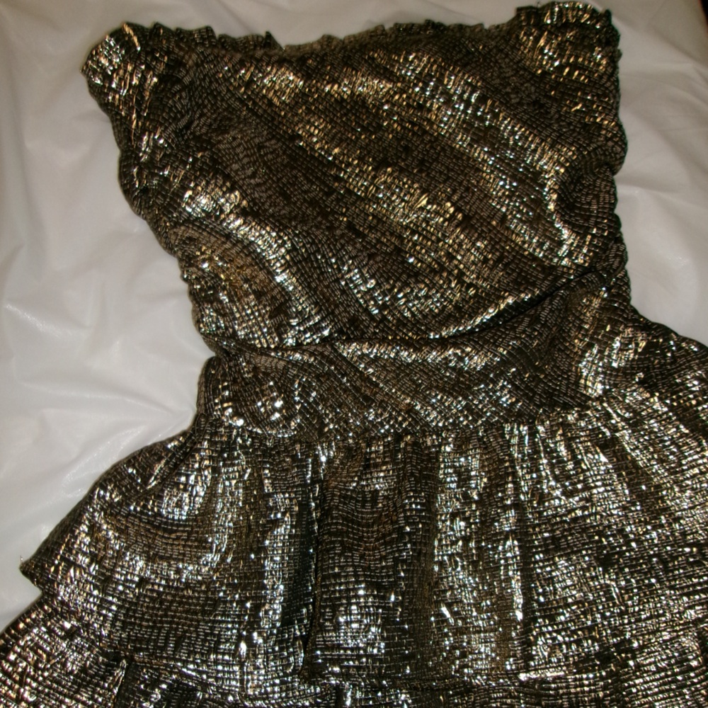 Metallic Rustic Gold ⭐️Sweetheart Style Mini Dress